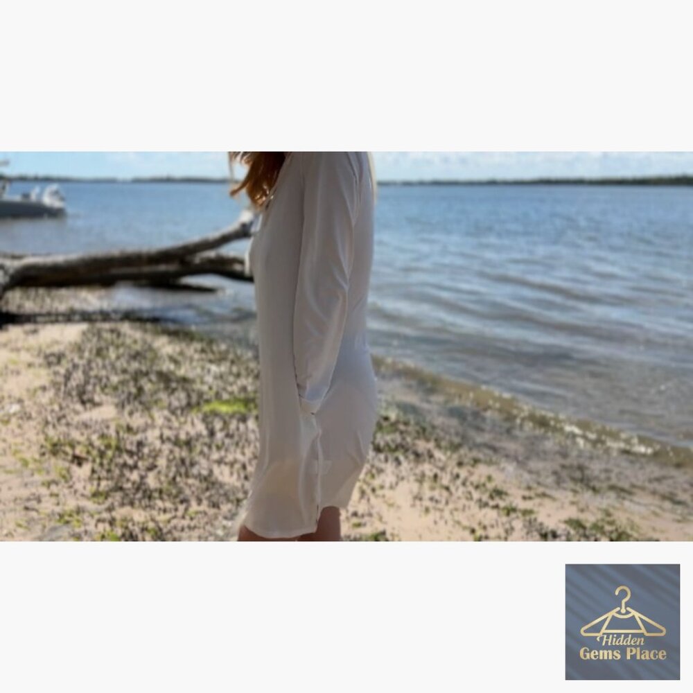UPF 50+ Long Sleeve Hooded Dress Lightweight Athletic Sun Protection - Picture 7 of 7